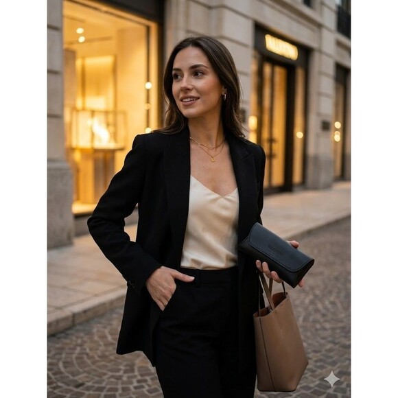 Valentino Accessories - Valentino Garavani Matte Black Semi-Hard Eyewear Case Peach Rose Lining OS